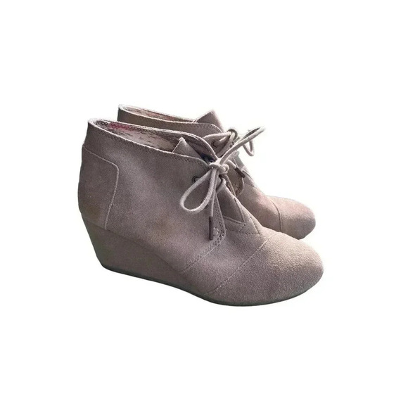 Tom’s khaki faux suede wedge booties 7 - Picture 1 of 7